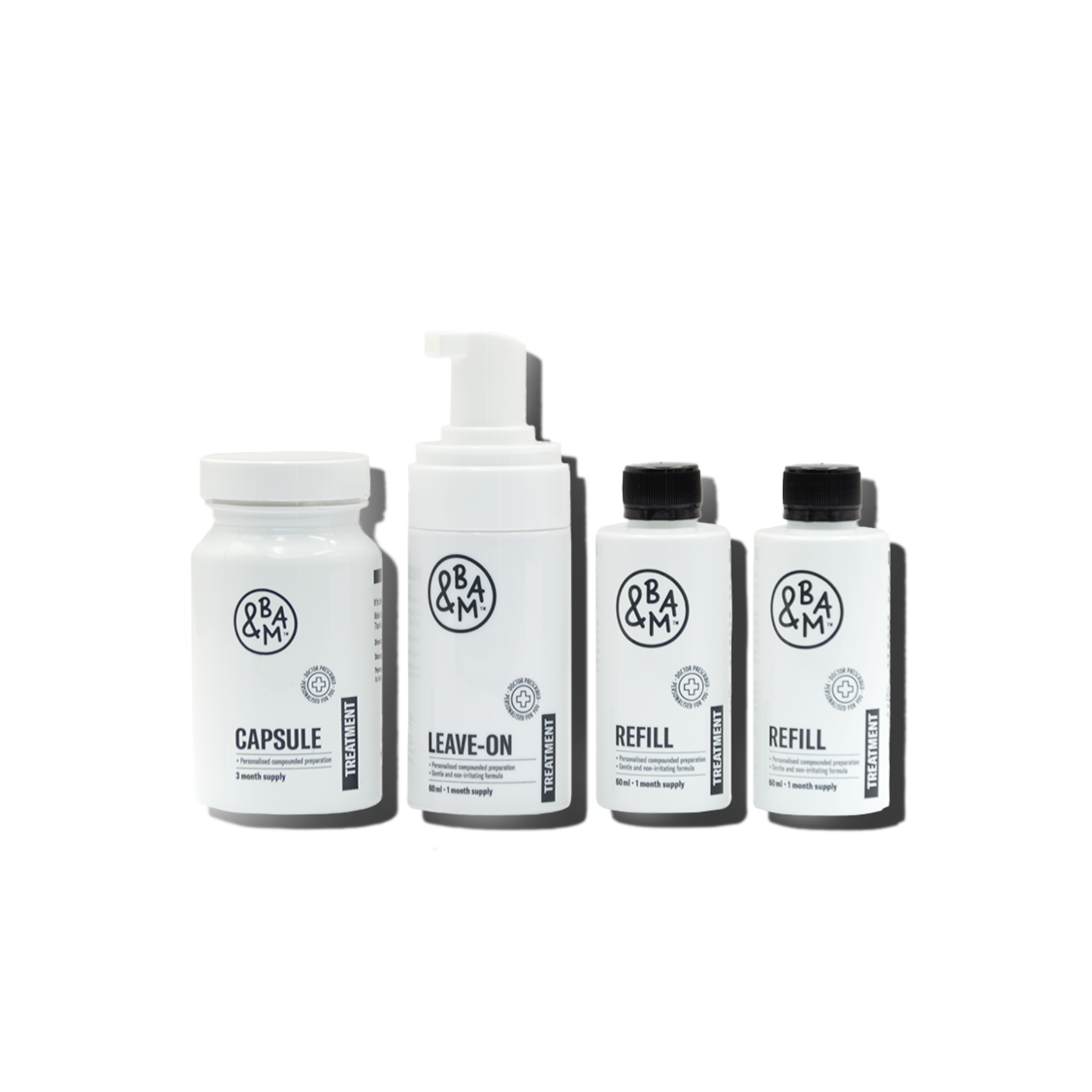 5% Minoxidil [Foam][180ml] & 0.5mg Minoxidil + 25mg Spironolactone [Caps][90] - Monthly
